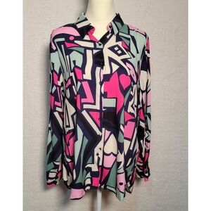 Big Dart Long Sleeve Blouse New Button Up Shirt Size 14 NWT 0298